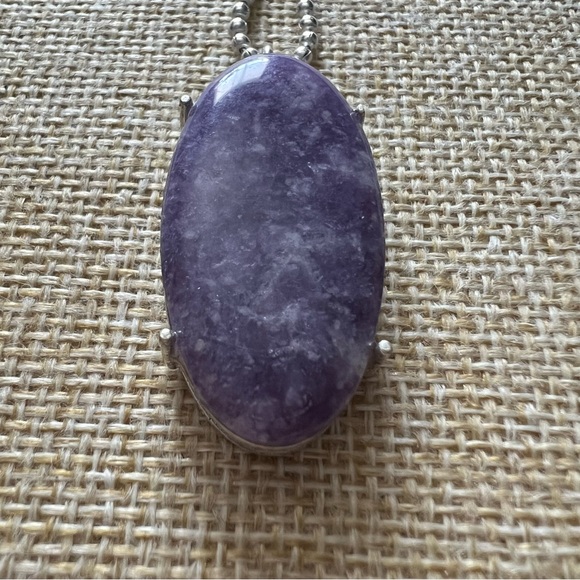New Prong Set Purple Lepidolite Crystal Stone Pendant Necklace ecklace - Picture 3 of 5